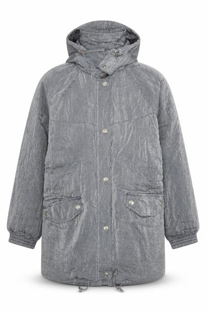 Campton J Mens Grey Hooded Parka Jacket Size L Nylon Rayon