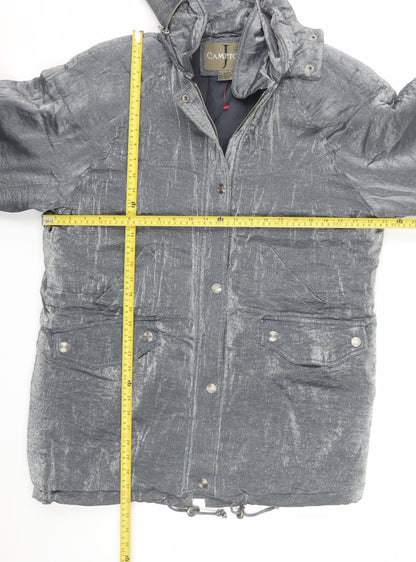 Campton J Mens Grey Hooded Parka Jacket Size L Nylon Rayon