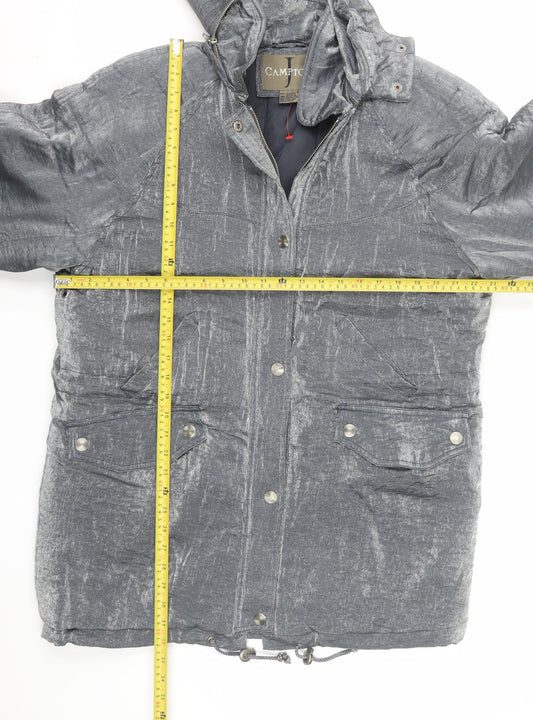 Campton J Mens Grey Hooded Parka Jacket Size L Nylon Rayon