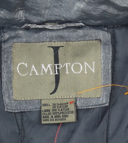 Campton J Mens Grey Hooded Parka Jacket Size L Nylon Rayon