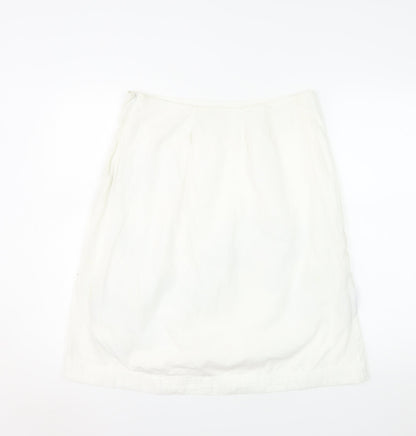 Monsoon Women Ivory Beaded Floral A-Line Skirt Size 14
