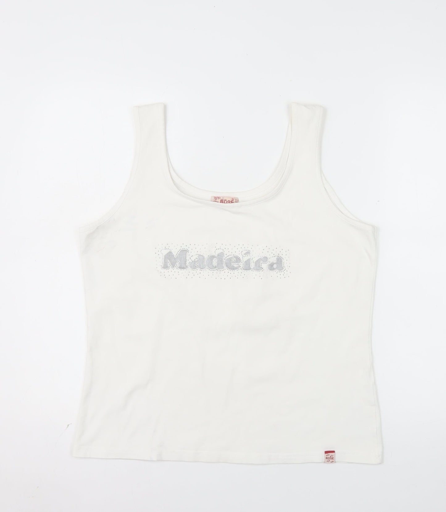 Rose Women's White 2XL Cotton Stretch Madeira Tank Top