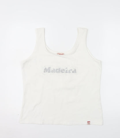 Rose Women's White 2XL Cotton Stretch Madeira Tank Top