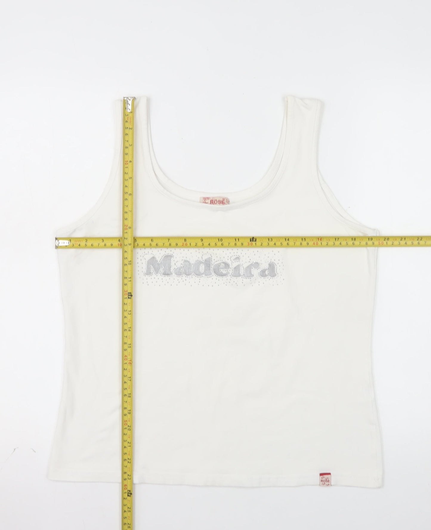 Rose Women's White 2XL Cotton Stretch Madeira Tank Top
