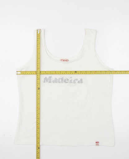 Rose Women's White 2XL Cotton Stretch Madeira Tank Top