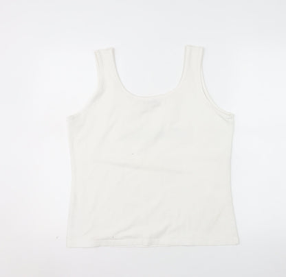 Rose Women's White 2XL Cotton Stretch Madeira Tank Top