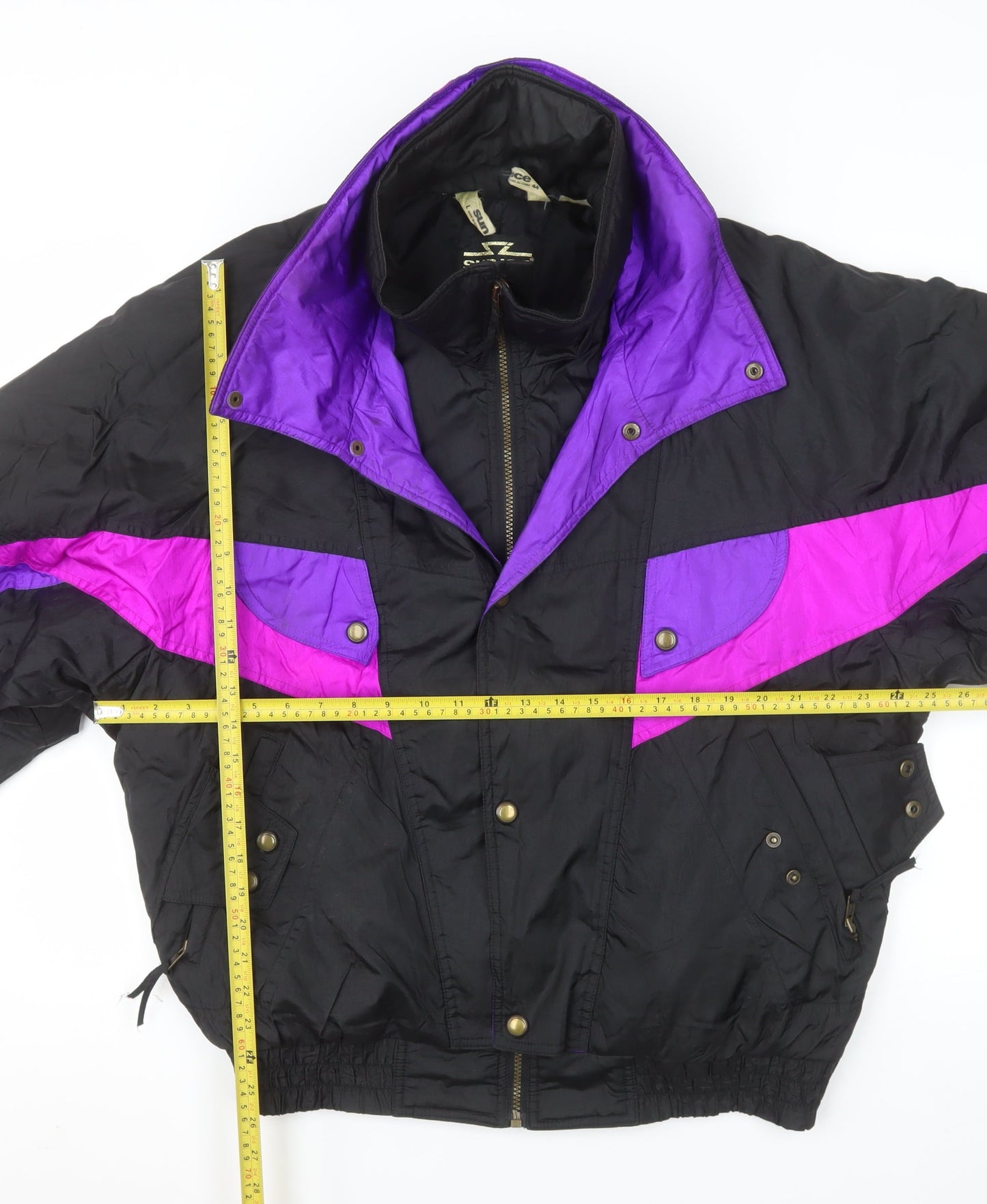Sun Ice Men's Black Purple 90s Ski Jacket L Colour Block Winter