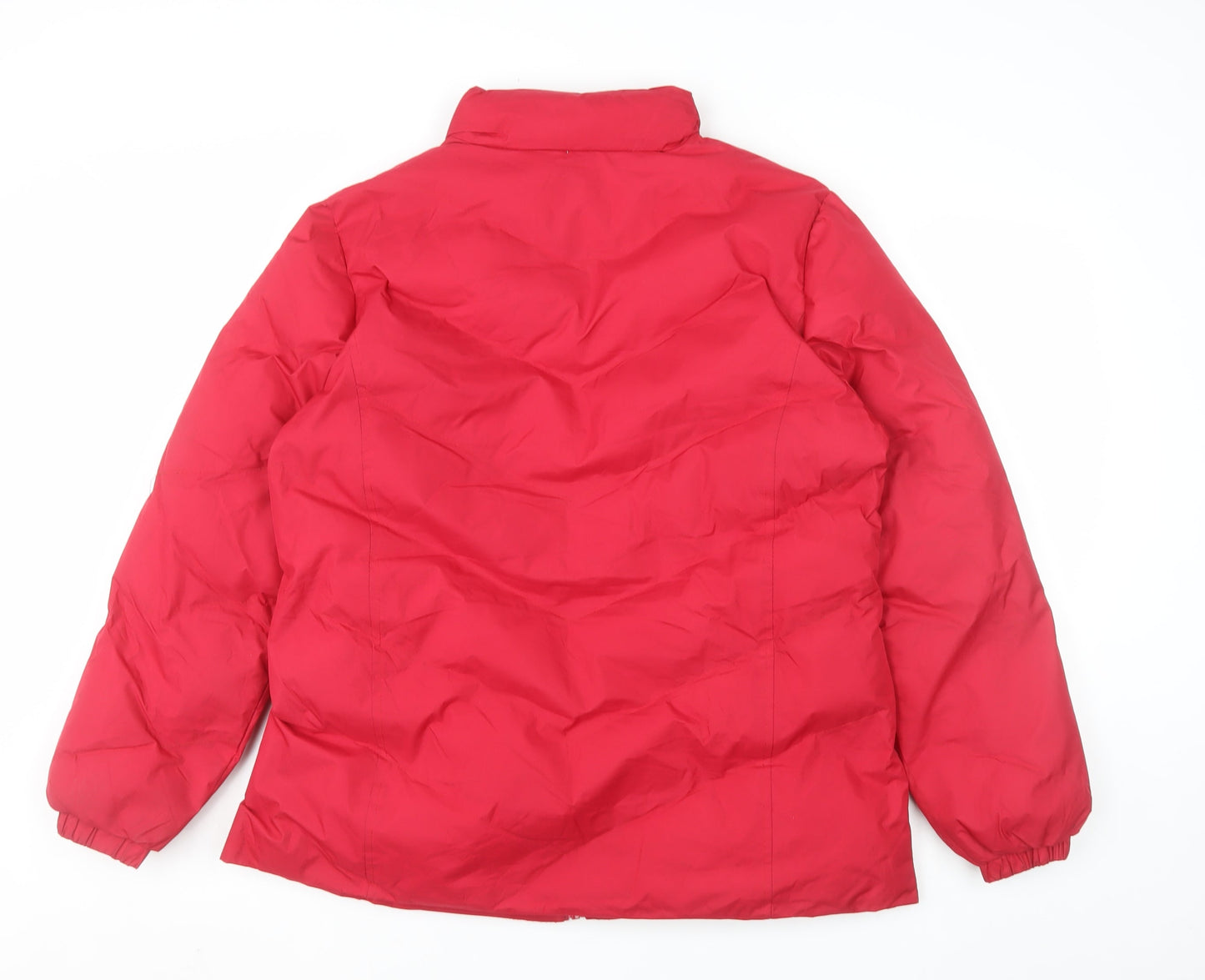 Franklin Allen Womens Red L Puffer Jacket Mid-Length Winter Coat