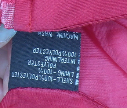 Franklin Allen Womens Red L Puffer Jacket Mid-Length Winter Coat