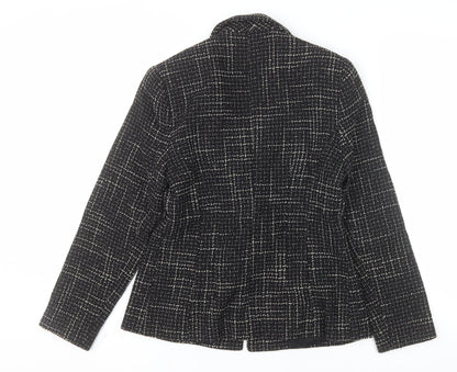 Louben Laura Petites Black Tweed Wool Blend Single-Breasted Blazer Size 6P