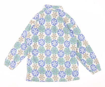Out Brook Womens Beige Blue Snowflake 1/2 Zip Fleece Sweatshirt Size S