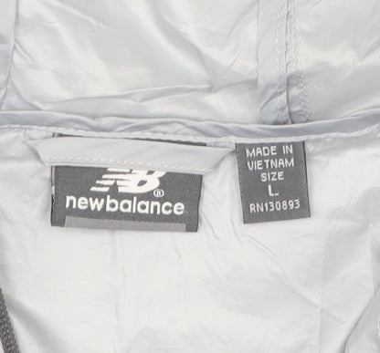New Balance Women's Grey Lightweight Hooded Windbreaker Jacket Size L