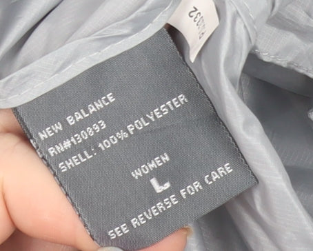 New Balance Women's Grey Lightweight Hooded Windbreaker Jacket Size L
