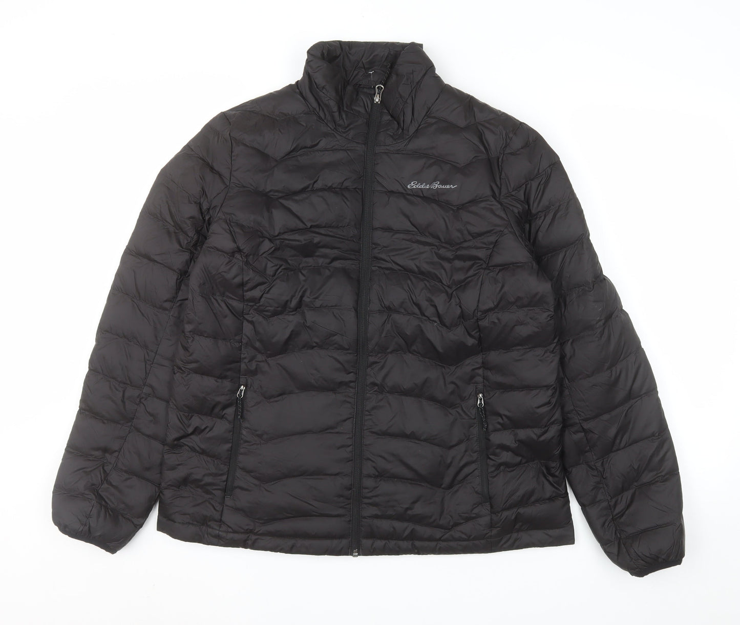 Eddie Bauer Women's Black Puffer Jacket Size L Lightweight Down