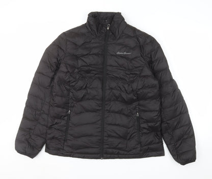 Eddie Bauer Women's Black Puffer Jacket Size L Lightweight Down