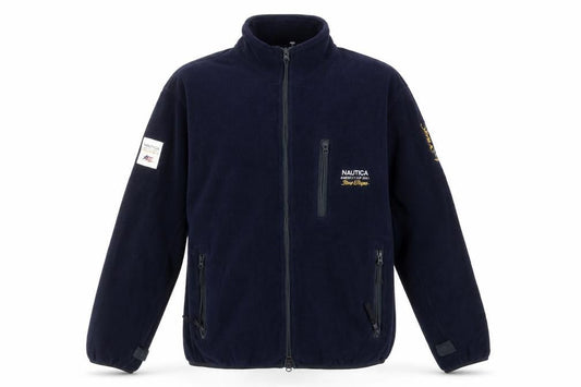 Nautica Men's Blue Fleece Full Zip Jacket Size S Embroidered Nautical Style