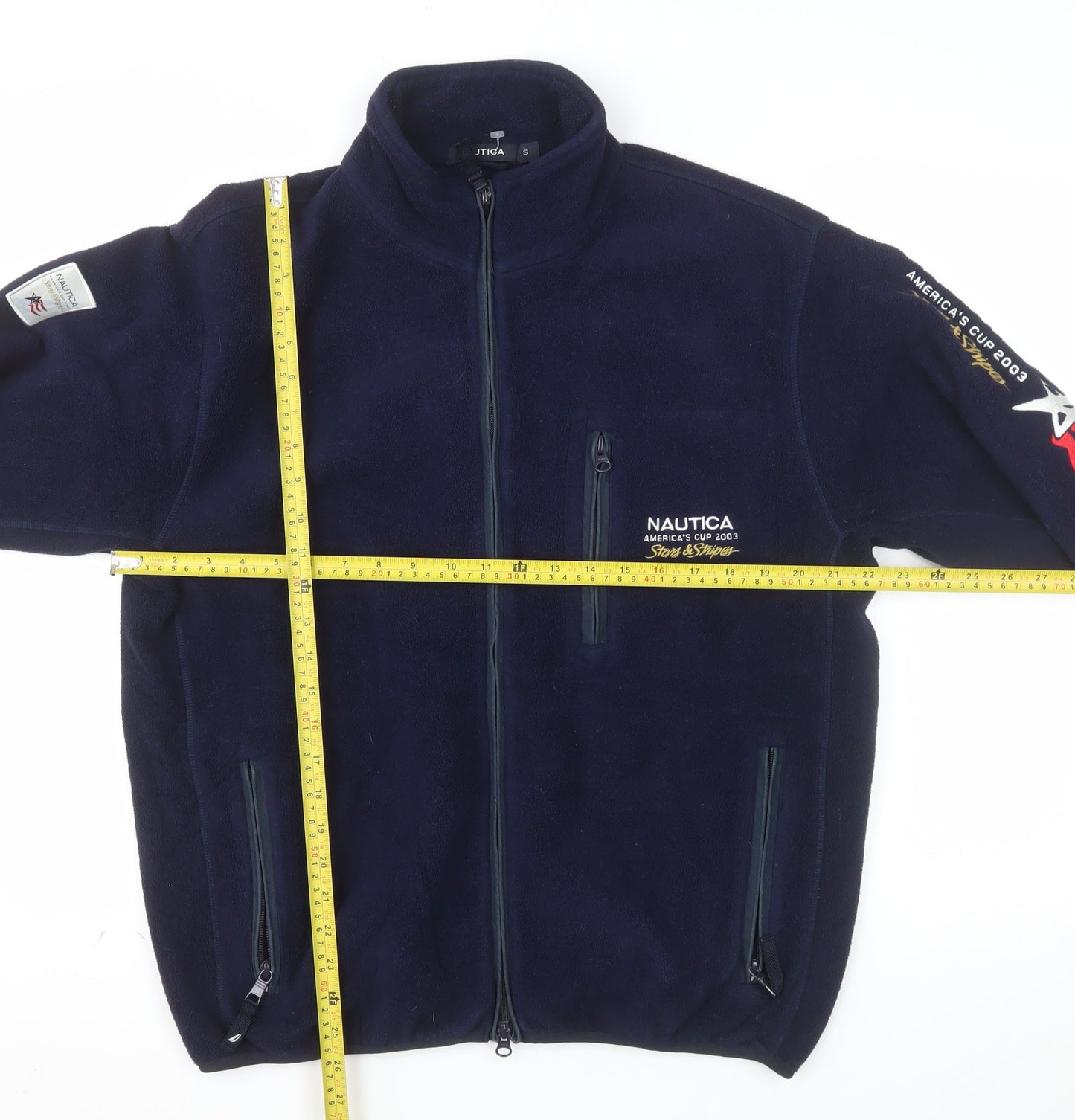 Nautica Men's Blue Fleece Full Zip Jacket Size S Embroidered Nautical Style