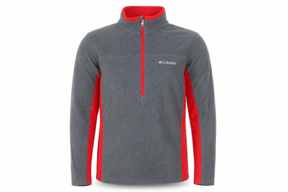 Columbia Men's Grey Red 1/4 Zip Fleece Pullover Sweatshirt XS