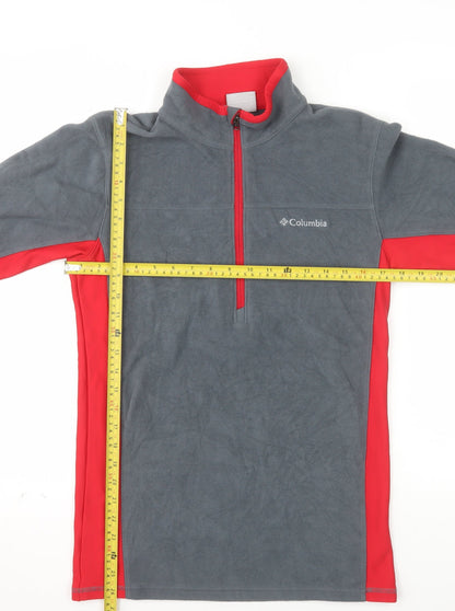 Columbia Men's Grey Red 1/4 Zip Fleece Pullover Sweatshirt XS