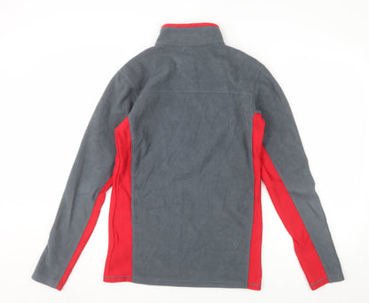 Columbia Men's Grey Red 1/4 Zip Fleece Pullover Sweatshirt XS