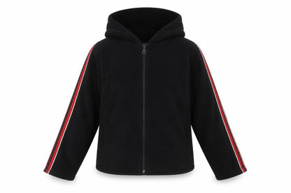 Traffic Women Black Full Zip Hooded Sweatshirt L Polyester