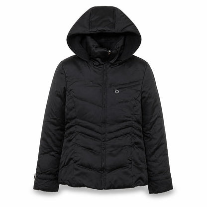 DKNY Womens Black S Hooded Puffer Jacket Winter Coat