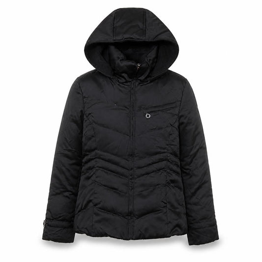 DKNY Womens Black S Hooded Puffer Jacket Winter Coat