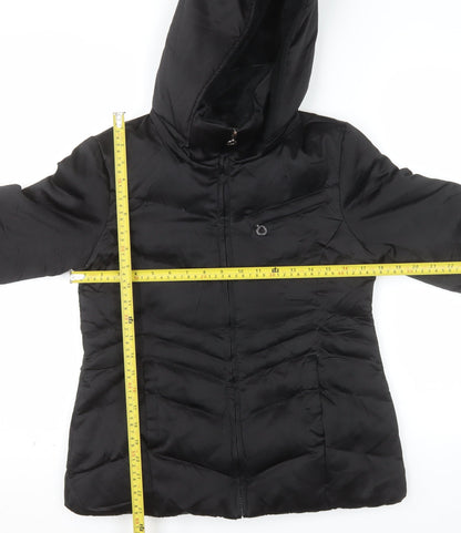 DKNY Womens Black S Hooded Puffer Jacket Winter Coat