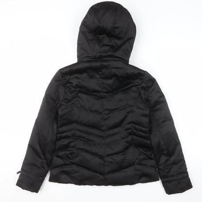 DKNY Womens Black S Hooded Puffer Jacket Winter Coat