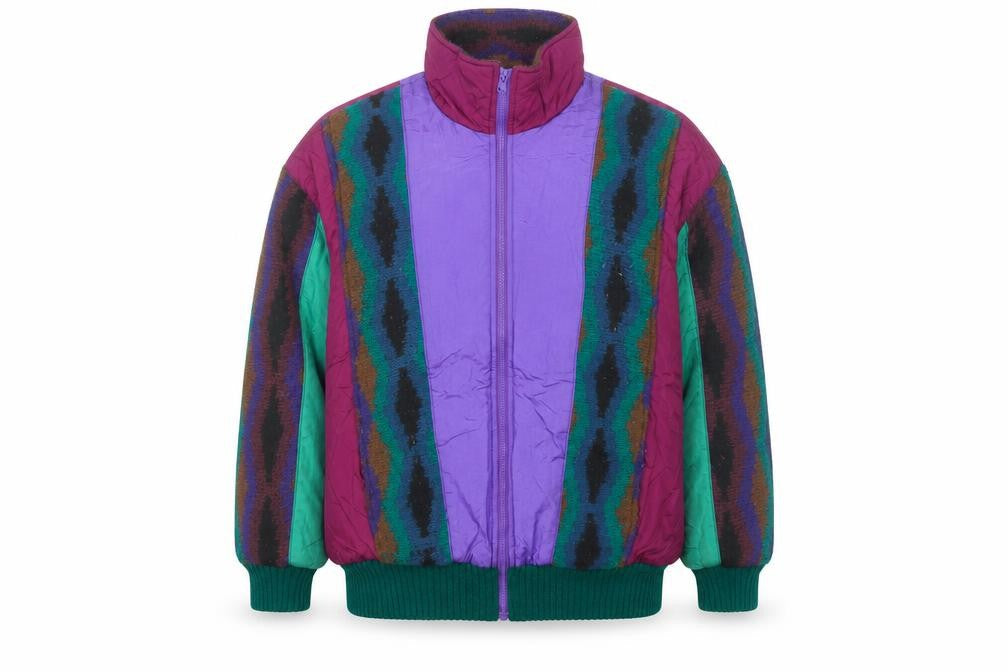 ESCALA Men's Multicoloured Retro 90s Puffer Jacket L Full Zip Acrylic