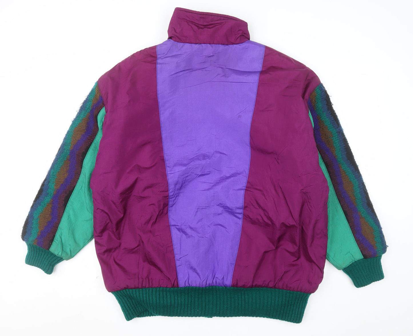 ESCALA Men's Multicoloured Retro 90s Puffer Jacket L Full Zip Acrylic