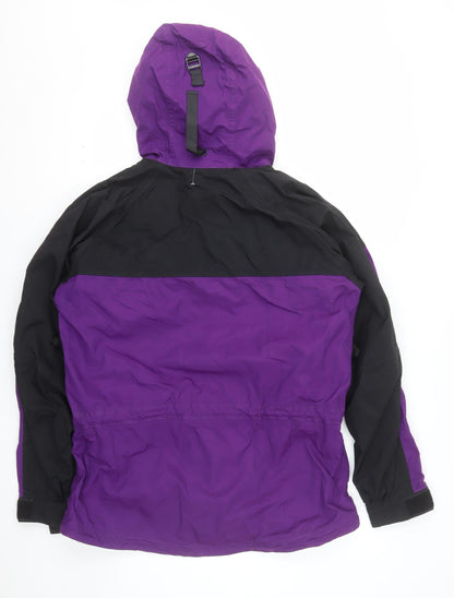 Solstice Womens Purple Black Hooded Anorak Jacket L Windproof