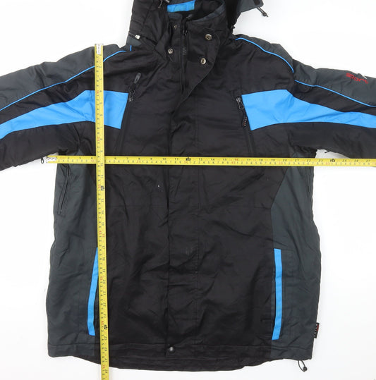 Skila Sport Men's Black Blue M Ski Jacket Hooded Waterproof