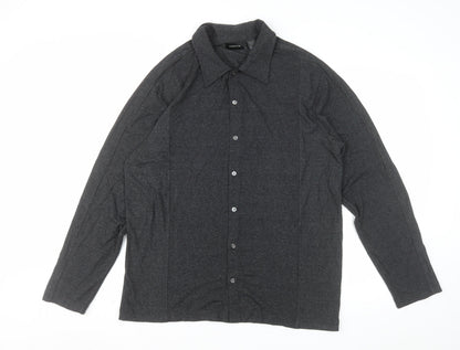 Claiborne Men’s Grey Long Sleeve Slim Fit Button-Up Shirt Size L