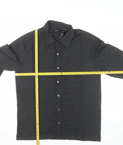 Claiborne Men’s Grey Long Sleeve Slim Fit Button-Up Shirt Size L