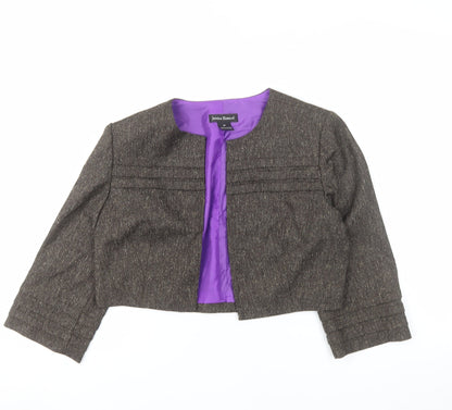 Jessica Howard Women Brown 6 Petite Tweed Cropped Suit Jacket