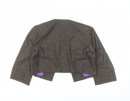 Jessica Howard Women Brown 6 Petite Tweed Cropped Suit Jacket