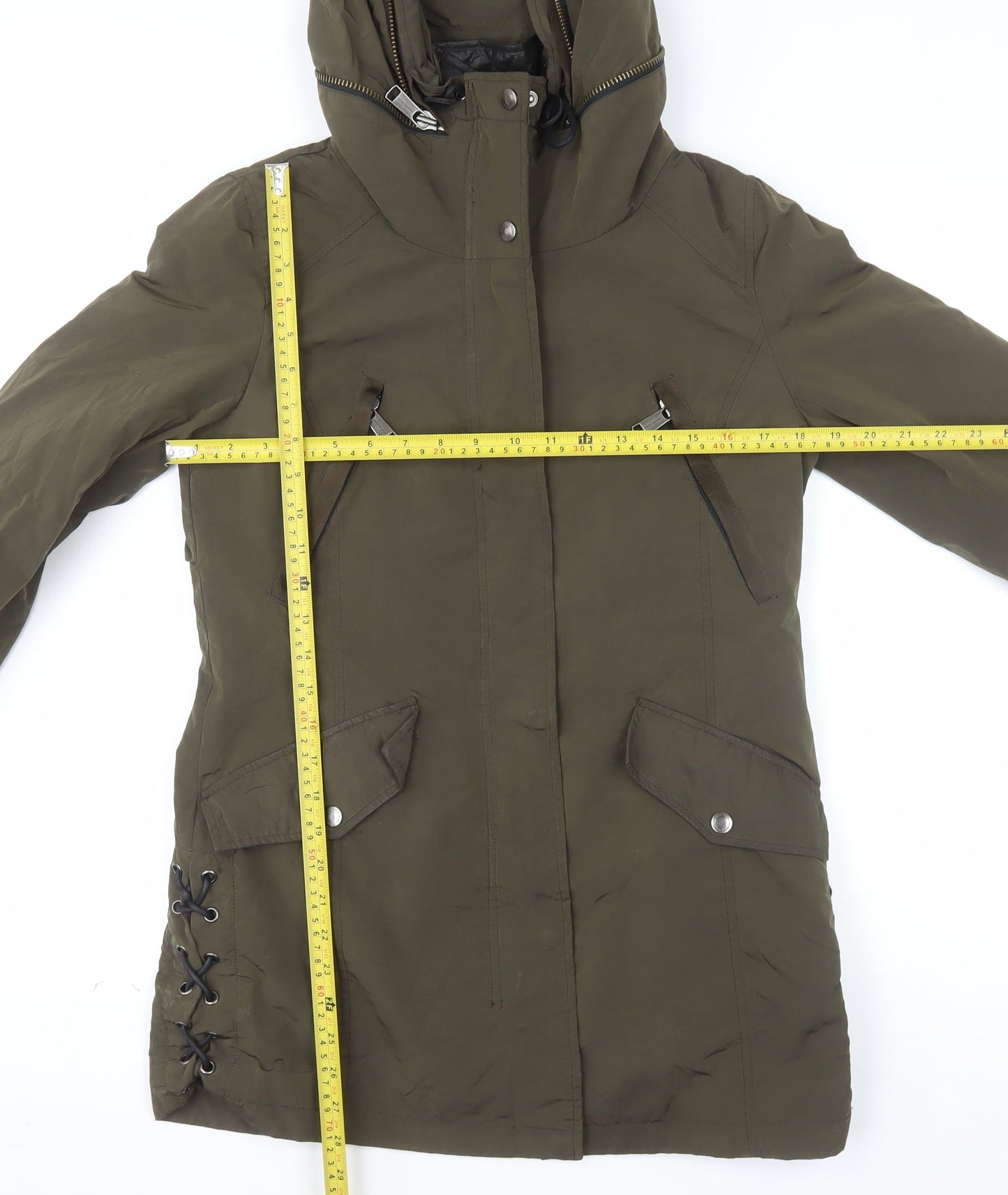 Andrew Marc Men's Green XS Parka Jacket Hooded Nylon Polyester