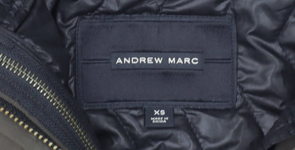 Andrew Marc Men's Green XS Parka Jacket Hooded Nylon Polyester