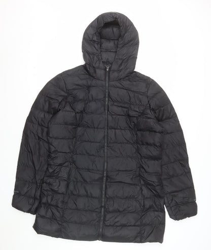 Eddie Bauer Women’s Black Long Hooded Down Puffer Coat Size L