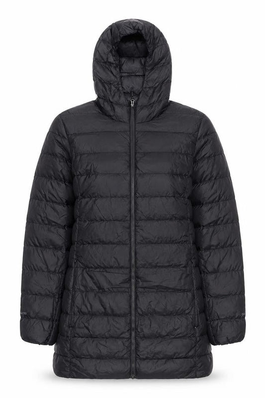 Eddie Bauer Women’s Black Long Hooded Down Puffer Coat Size L