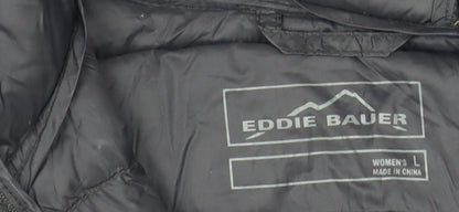 Eddie Bauer Women’s Black Long Hooded Down Puffer Coat Size L