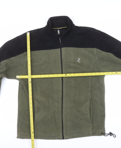 IZOD Men’s Green Black Fleece Full Zip Outdoor Jacket Size M