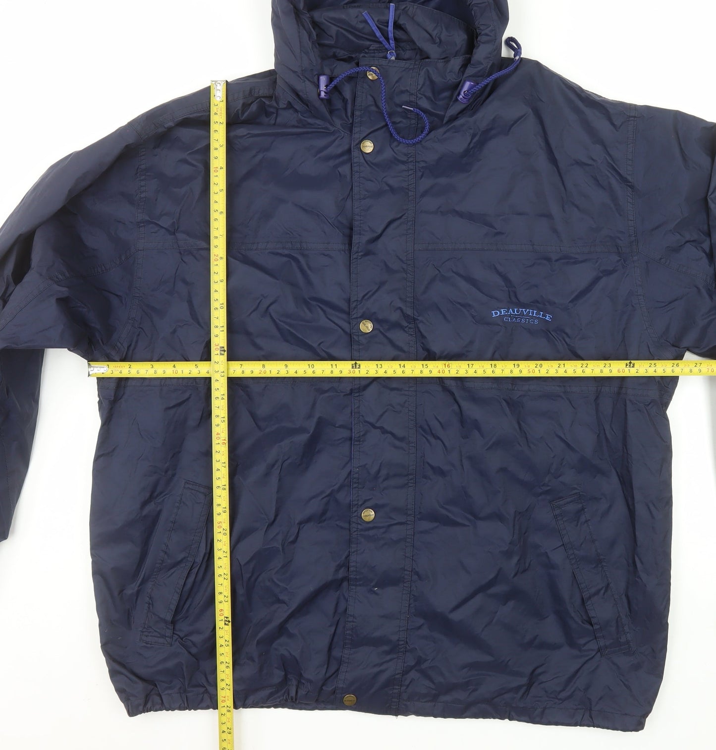 Deauville Classics Mens Navy XL Hooded Waterproof Windbreaker Jacket