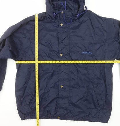 Deauville Classics Mens Navy XL Hooded Waterproof Windbreaker Jacket