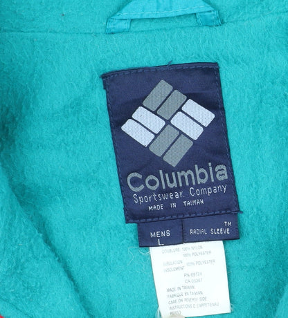 Columbia Mens Red L Bomber Jacket Nylon Lined Windproof Retro Outdoor