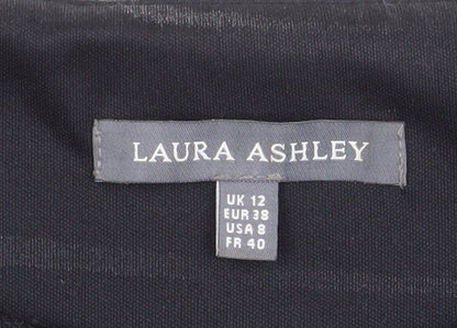 Laura Ashley Womens Black Check Shift Dress Size 12 3/4 Sleeve Knit