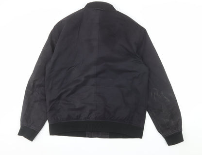 Next Men's Black L Bomber Jacket Full Zip Classic Casual
