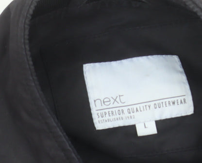 Next Men's Black L Bomber Jacket Full Zip Classic Casual