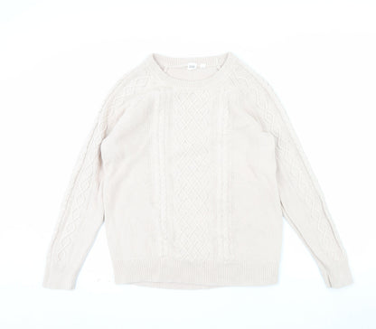 GAP Women’s Beige Cotton Cable Knit Crew Neck Jumper Size L